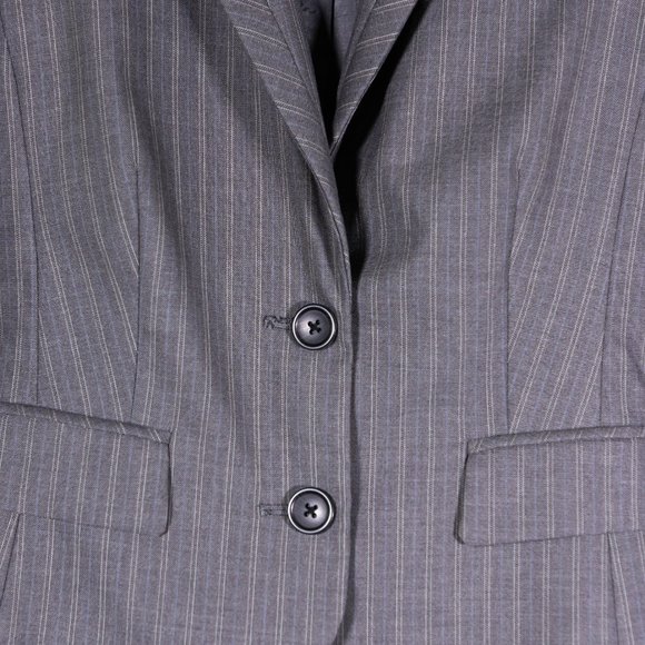 Banana Republic Women's Blazer Gray Striped Stretch Preppy Career Suit Jacket 0 - Picture 4 of 9